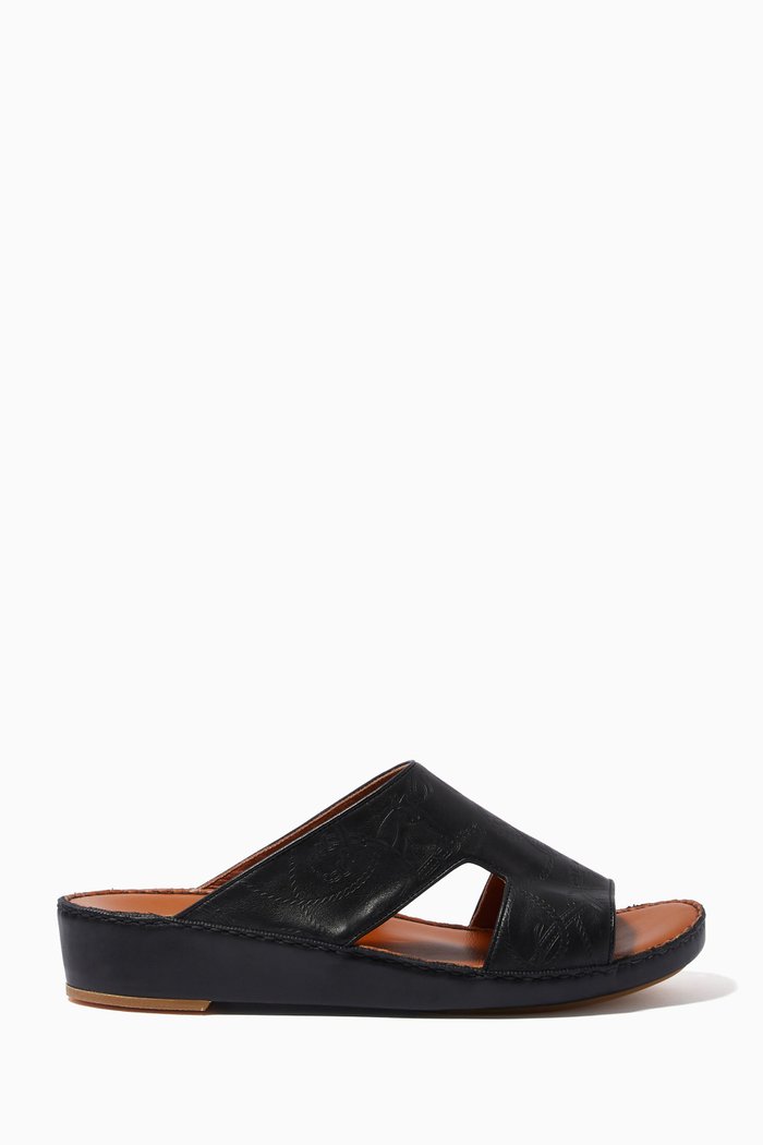 

Arca Sandals in Equestra Embossed Softcalf, Black