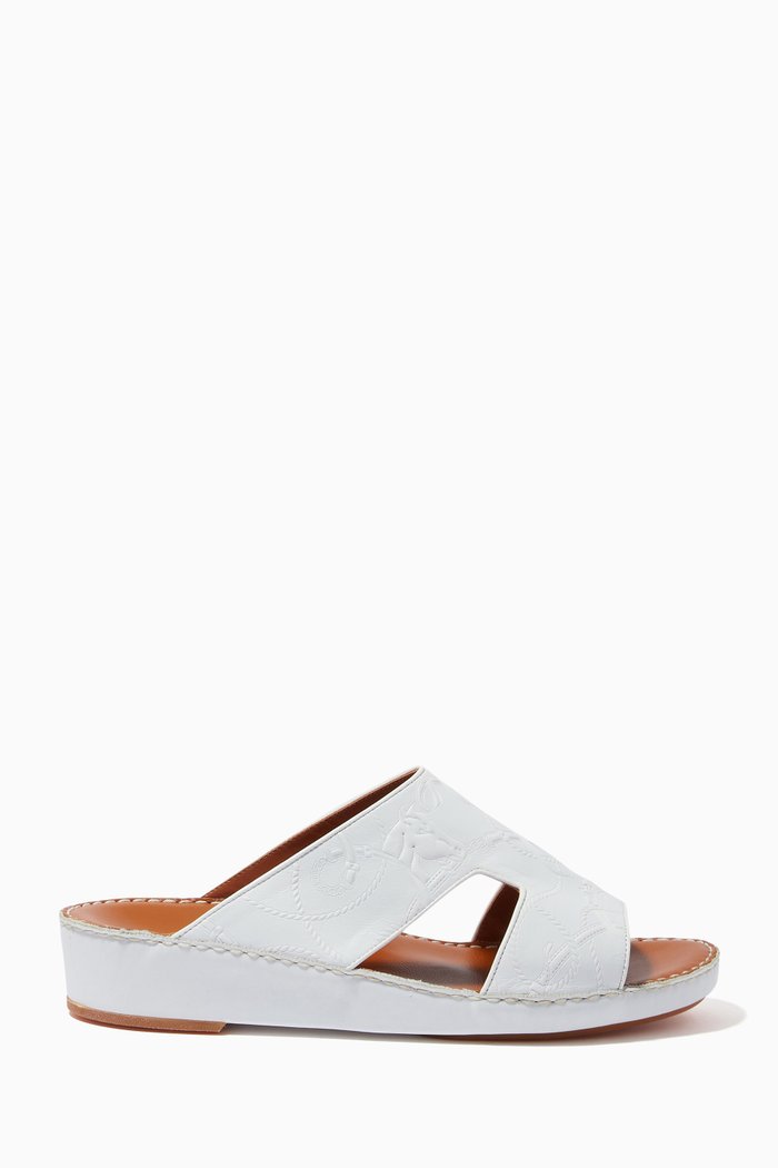 

Arca Sandals in Equestra Embossed Softcalf, White