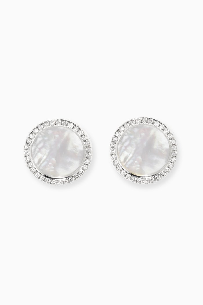 

DY Elements® Button Earrings with Turquoise & Pavé Diamonds in 18kt White Gold