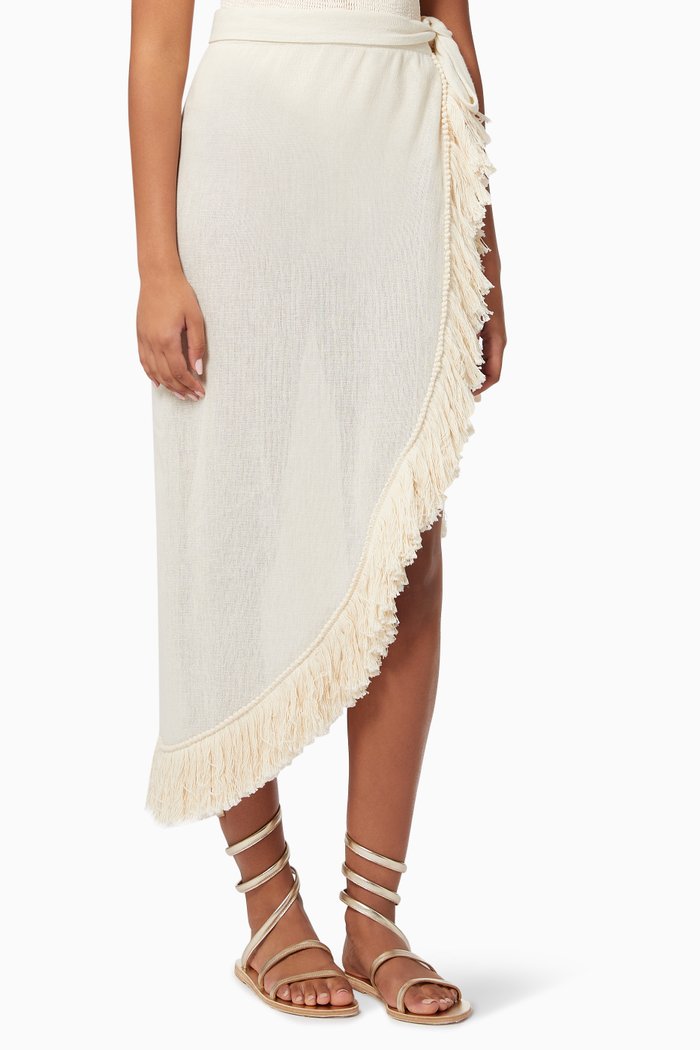 

Maya Fringed Sarong in Cotton, Neutral