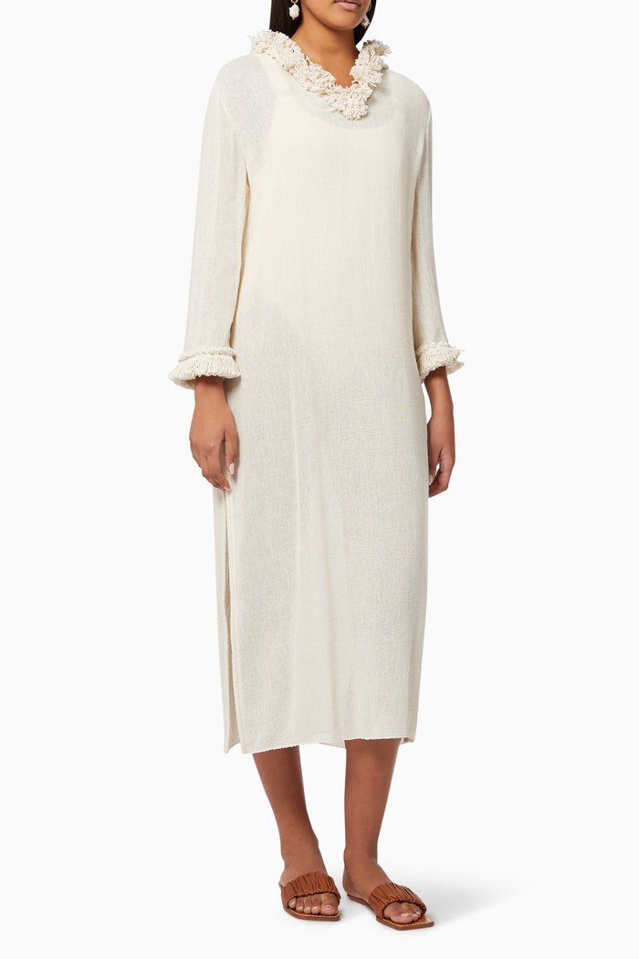 

Maya Hooded Dress in Cotton, Neutral