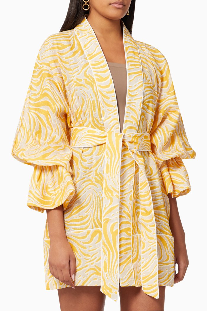 

Sunny Short Kaftan in Linen, Yellow
