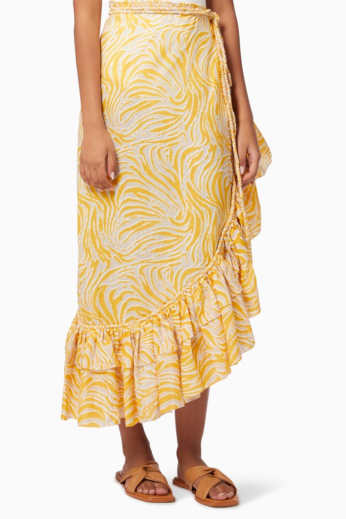 Sunny Ruffled Skirt in Linen, Yellow