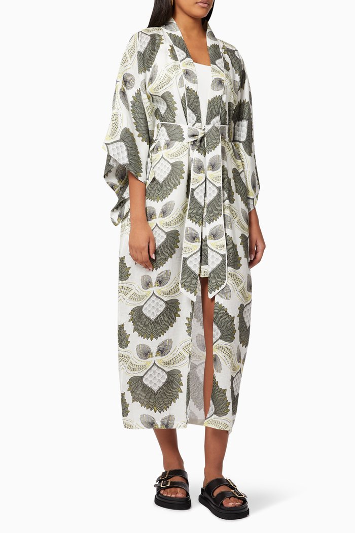 

Ella Long Kaftan in Linen, White