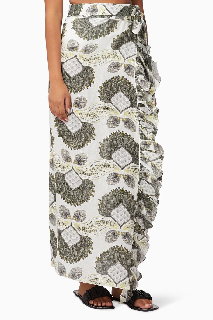 

Ella Ruffle Sarong in Linen, White