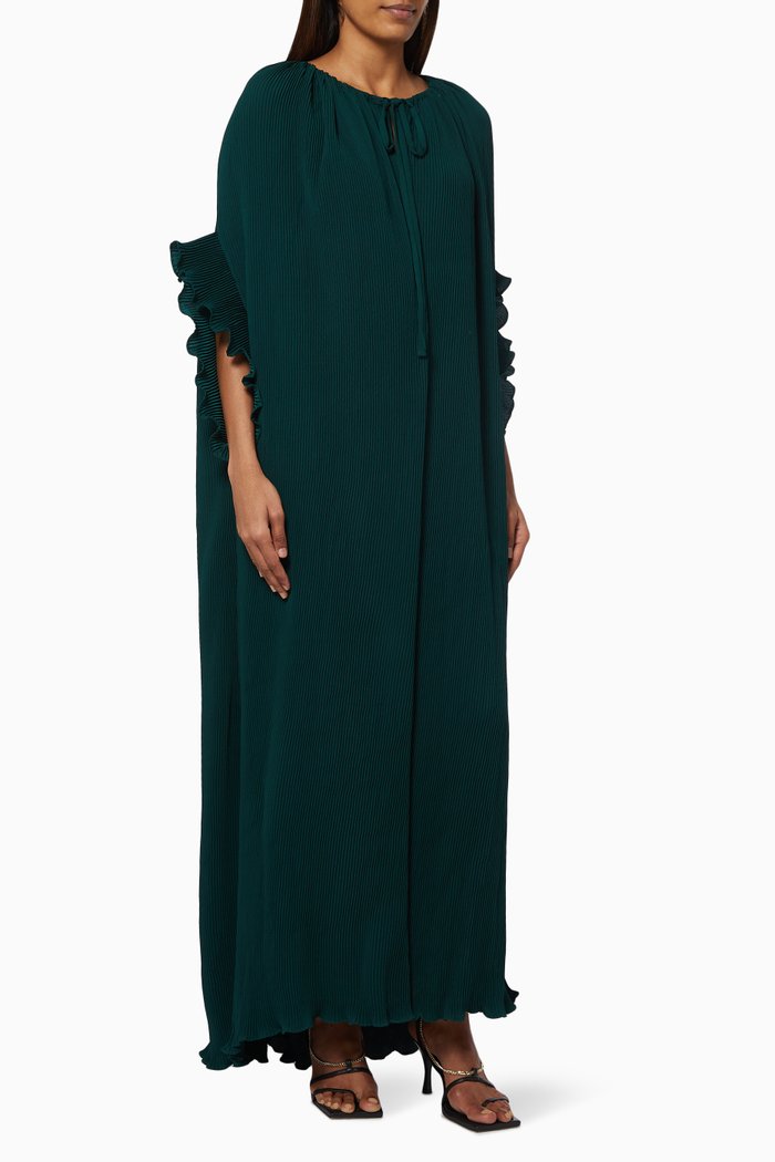 

Pleated Ruffle Cape, Green