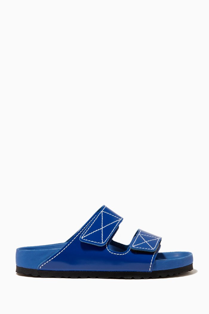 

Arizona Slides in Patent Leather, Blue
