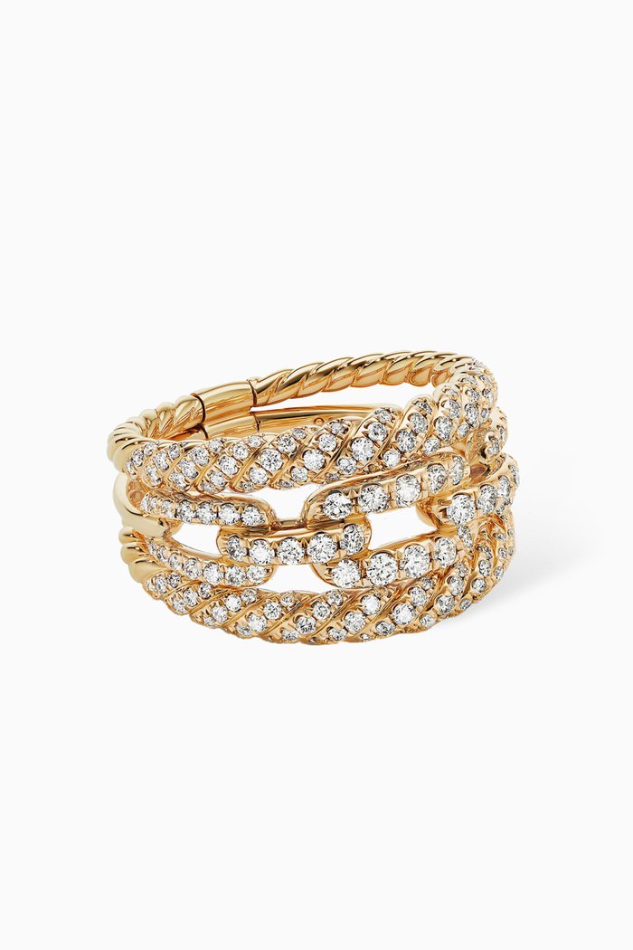 

Stax Three Row Diamond Pavé Chain Link Ring in 18kt Yellow Gold