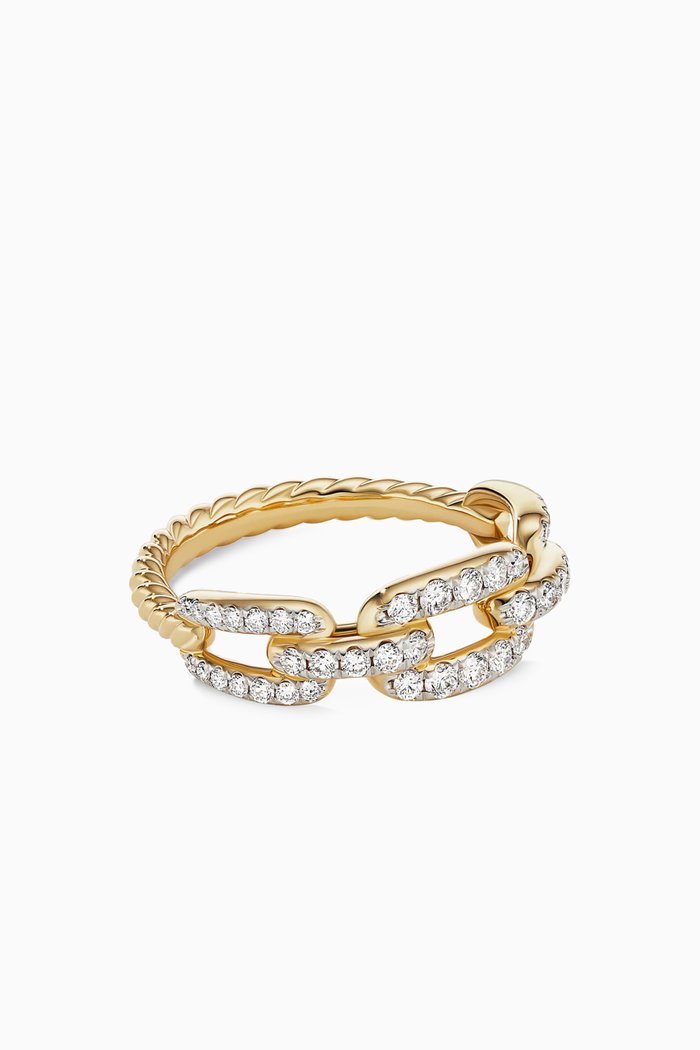 

Stax Diamond Pavé Chain Link Ring in 18kt Yellow Gold
