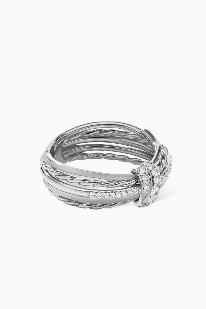 

Angelika™ Ring with Pavé Diamonds in 18kt White Gold, Silver