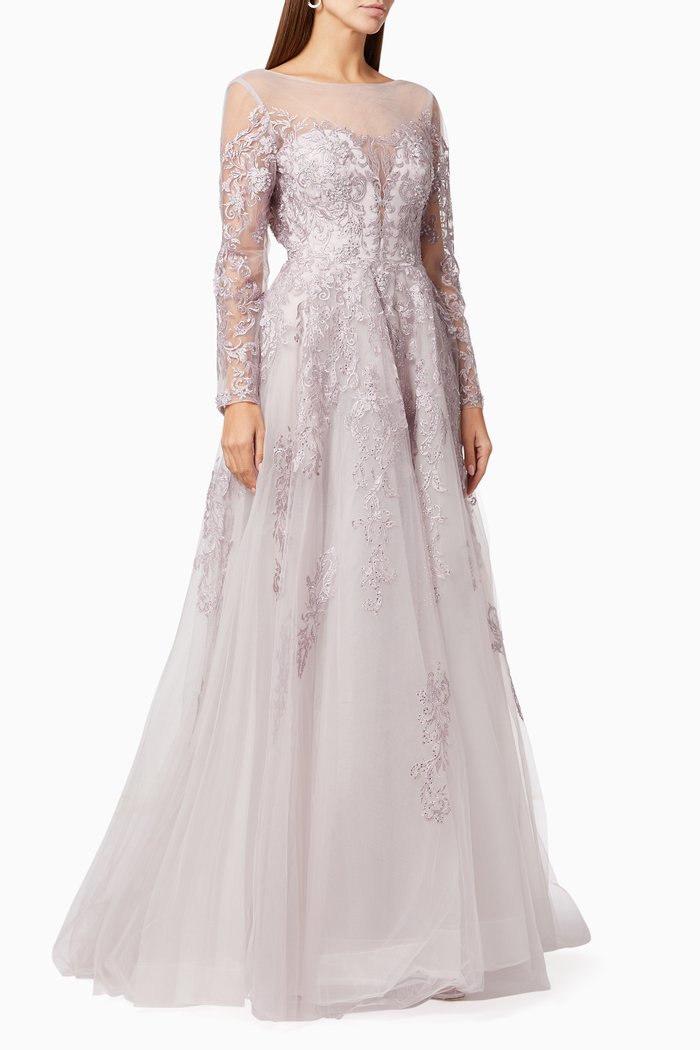 

Beaded Gown in Tulle, Purple