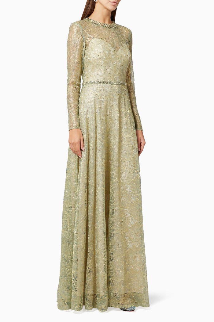 

Floral Gown in Lace, Green