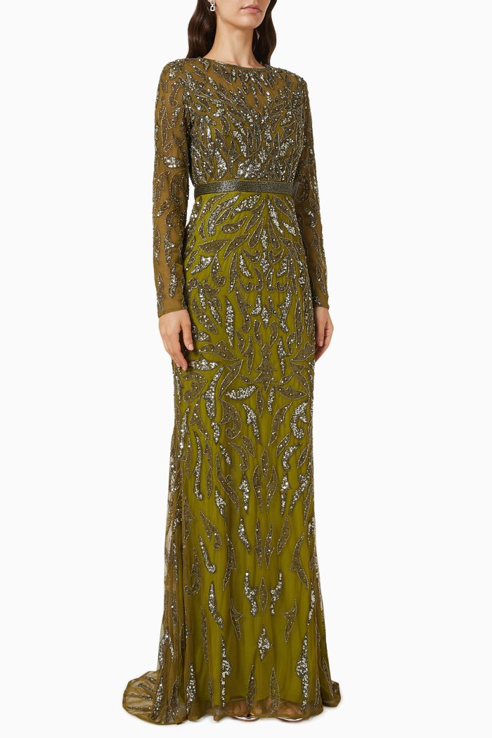 

Beaded Gown in Tulle, Green