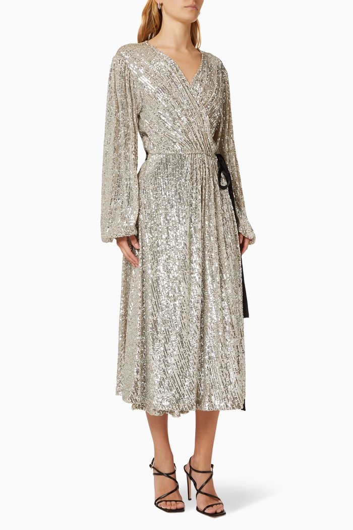 

Pauillac Wrap Dress in Sequin, Neutral