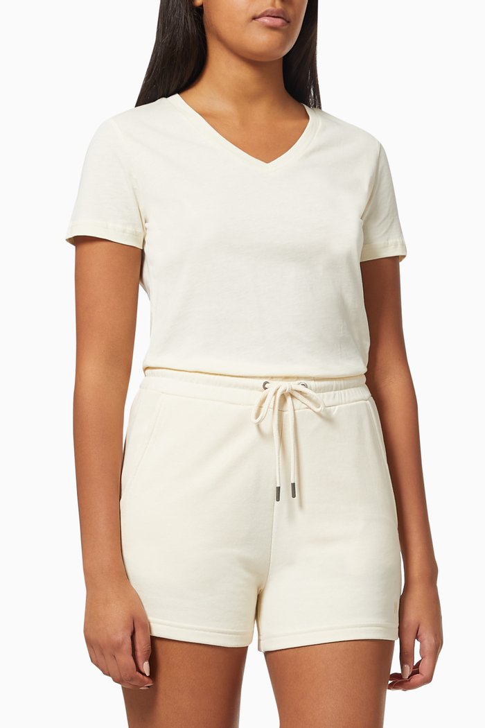 

Lara V-neck T-shirt in Cotton Jersey, White