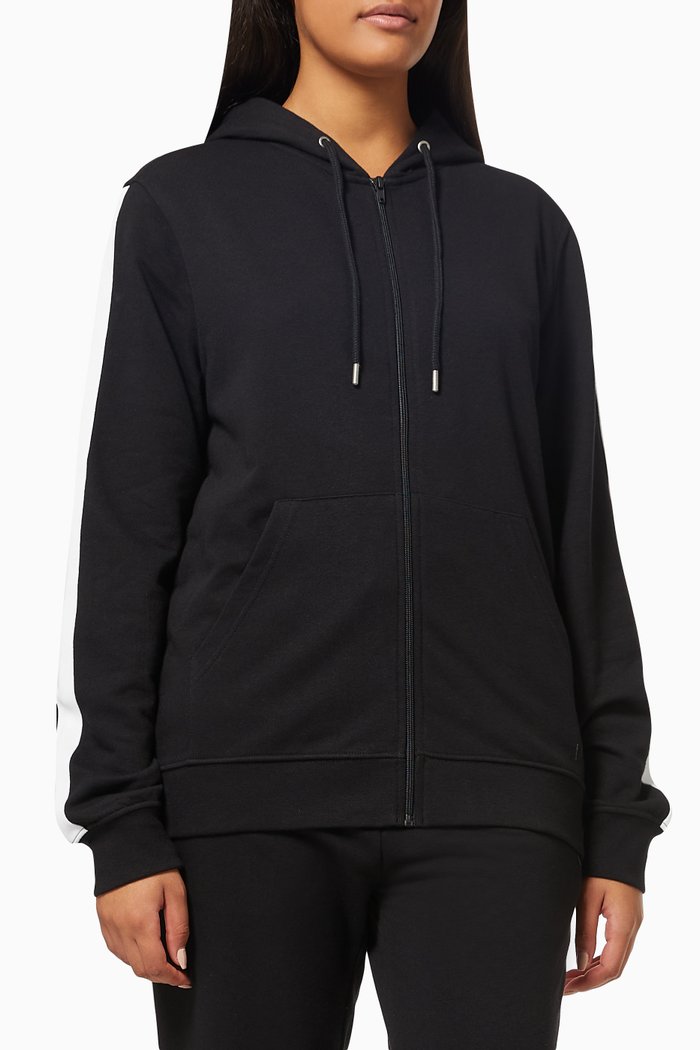 

Maya Stripe Hoodie in Cotton, Black