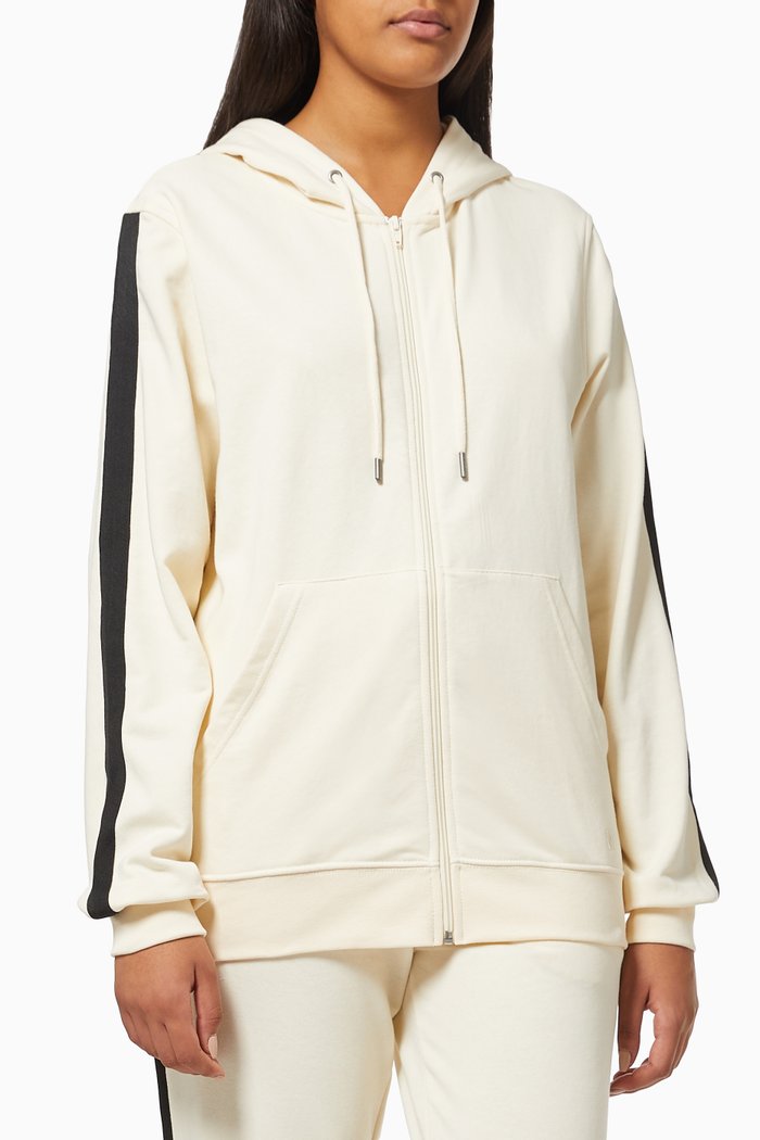 

Maya Stripe Hoodie in Cotton, White