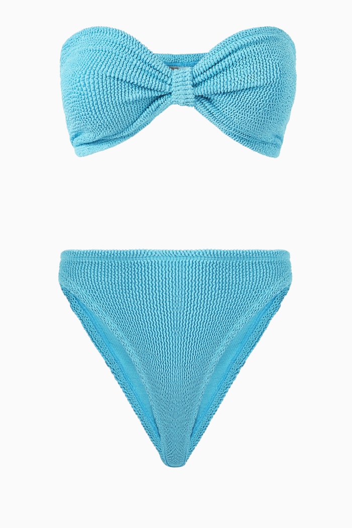 

Jean Bandeau Bikini Set in Stretch Nylon, Blue