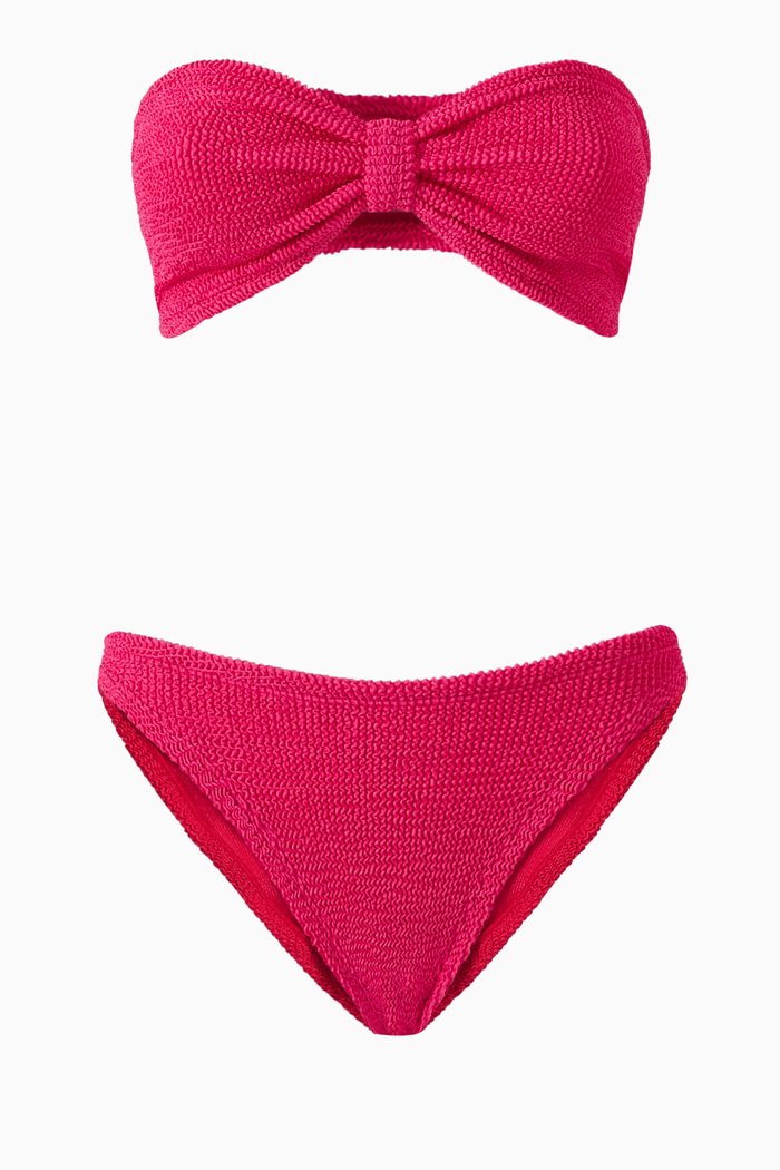 Jean Bandeau Bikini Set in Stretch Nylon, Pink