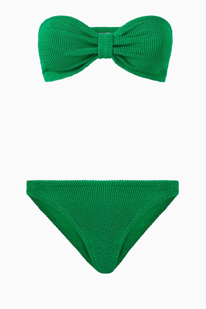 

Jean Bandeau Bikini Set in Stretch Nylon, Green