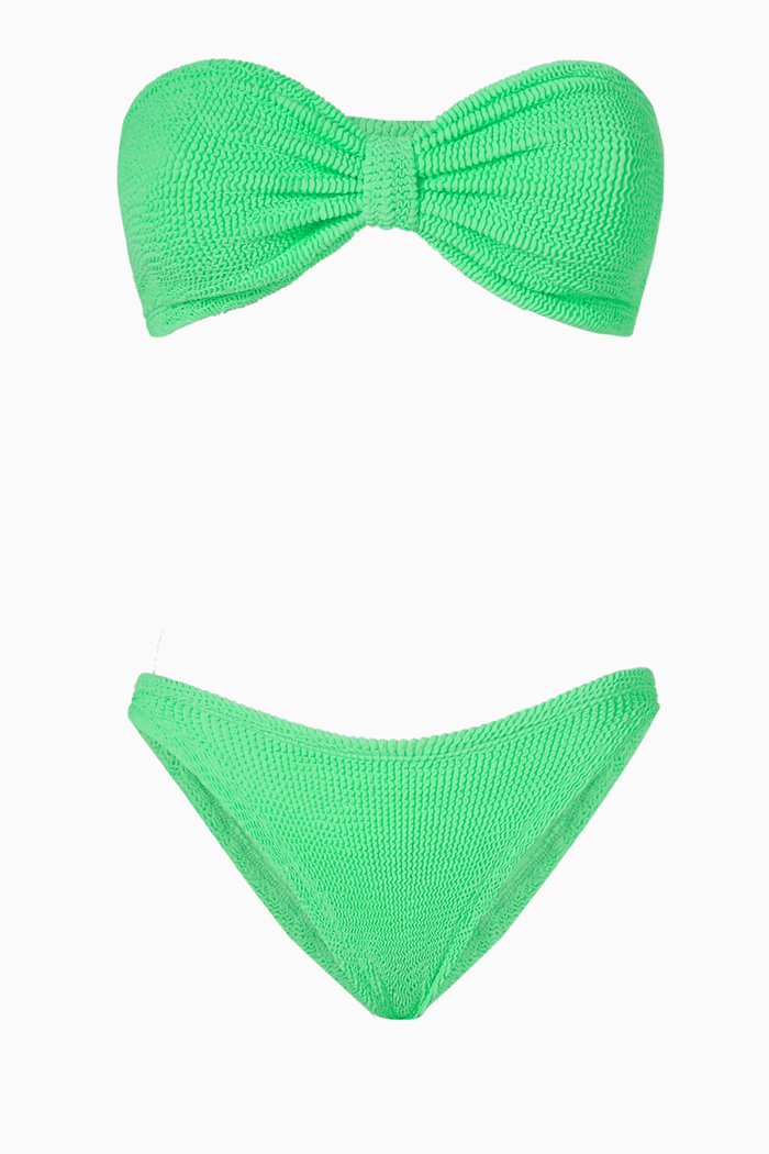 

Jean Bandeau Bikini Set in Stretch Nylon, Green