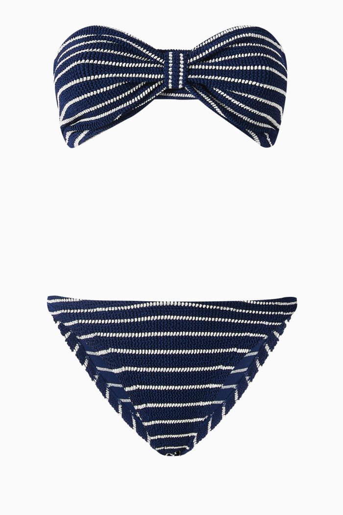 

Jean Bandeau Bikini Set in Stretch Nylon, Blue