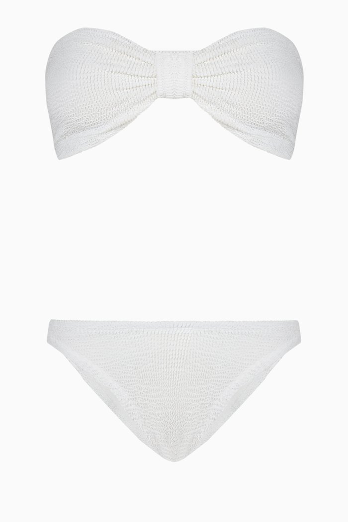 

Jean Bandeau Bikini Set in Stretch Nylon, White