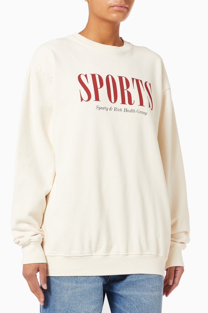 

Sports Crewneck Sweatshirt in Cotton, Neutral
