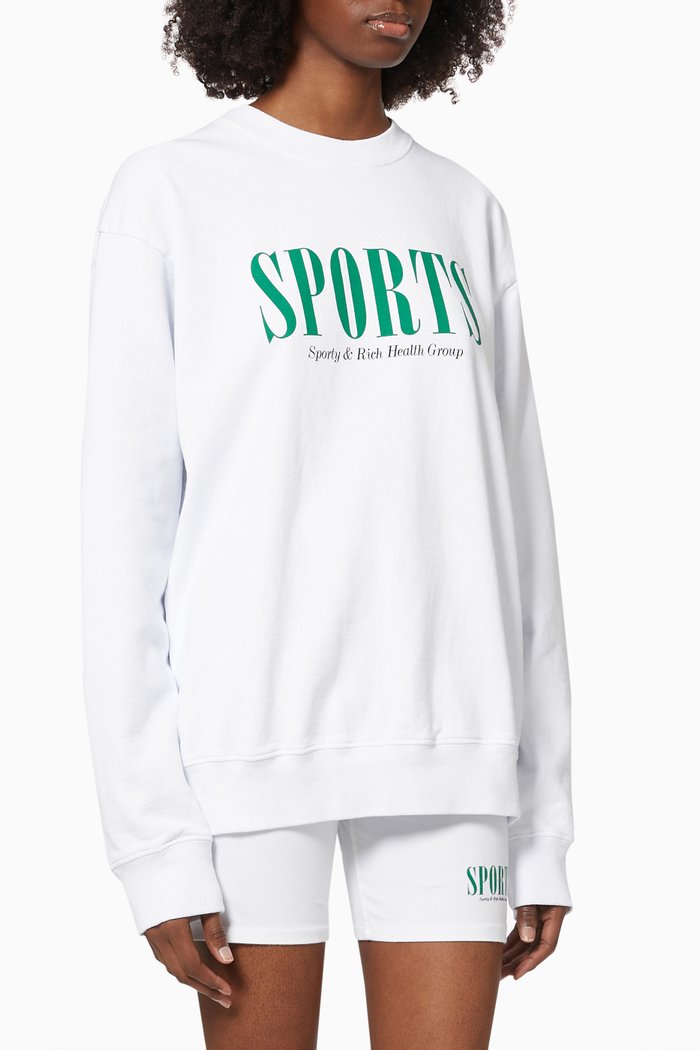 

Sports Crewneck Sweatshirt in Cotton, White