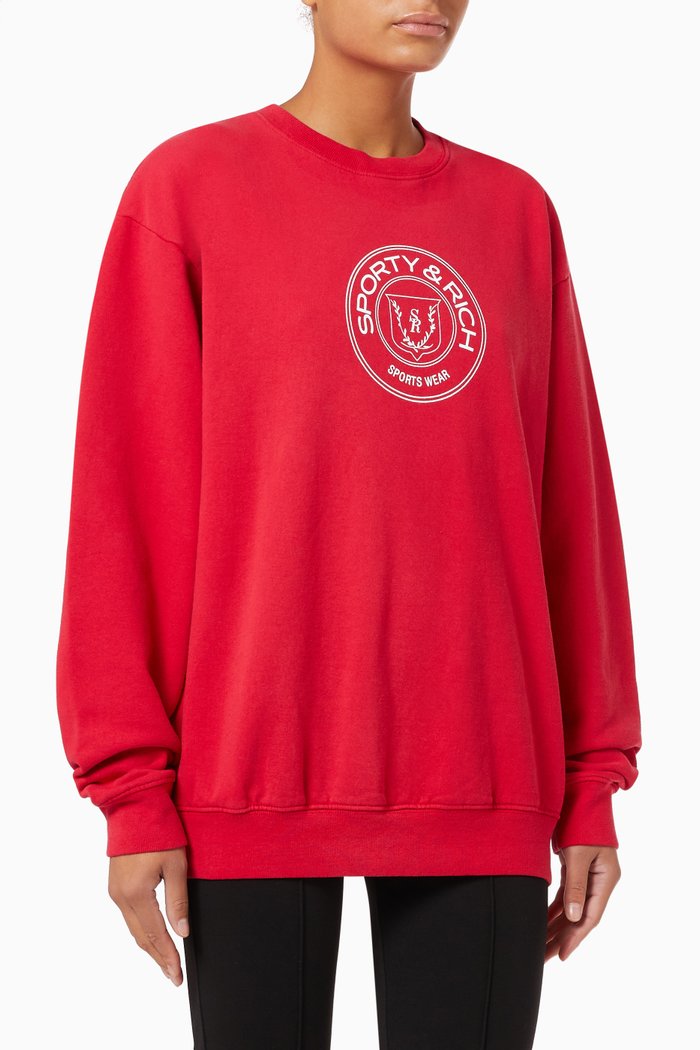 

Monaco Crewneck Sweatshirt in Cotton, Red