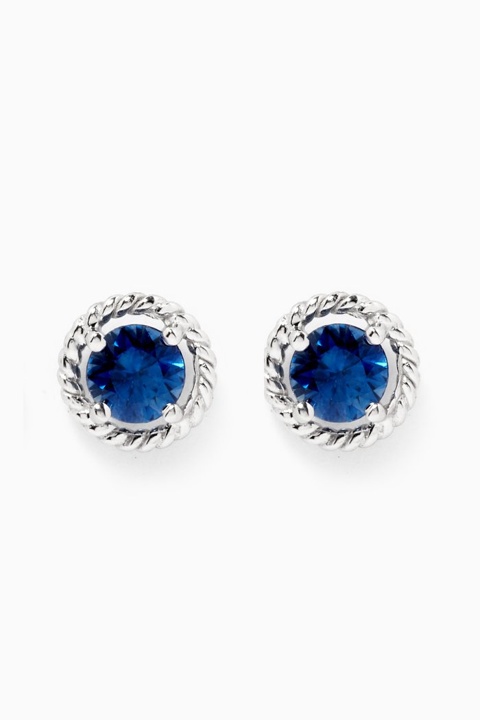 

Salasil Blue Sapphire Earrings in 18kt White Gold, Small