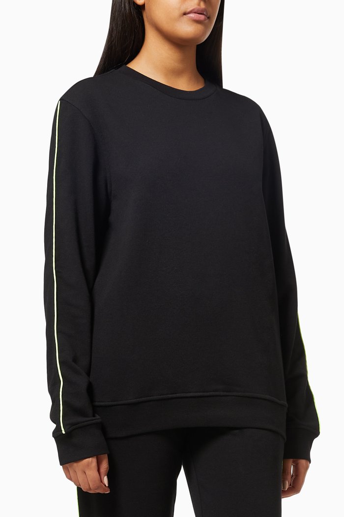 

Maria Neon Piping Sweatshirt in Cotton, Black