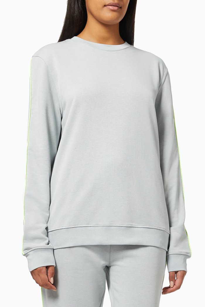 

Maria Neon Piping Sweatshirt in Cotton, Grey