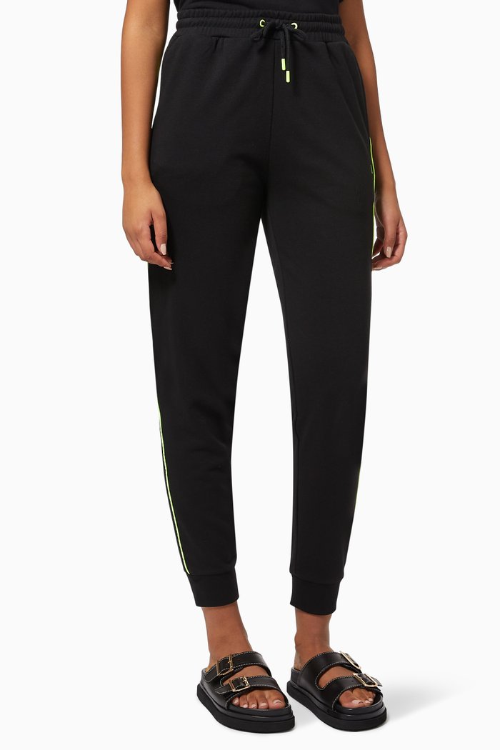 

Claire Neon Piping Sweatpants in Cotton, Black