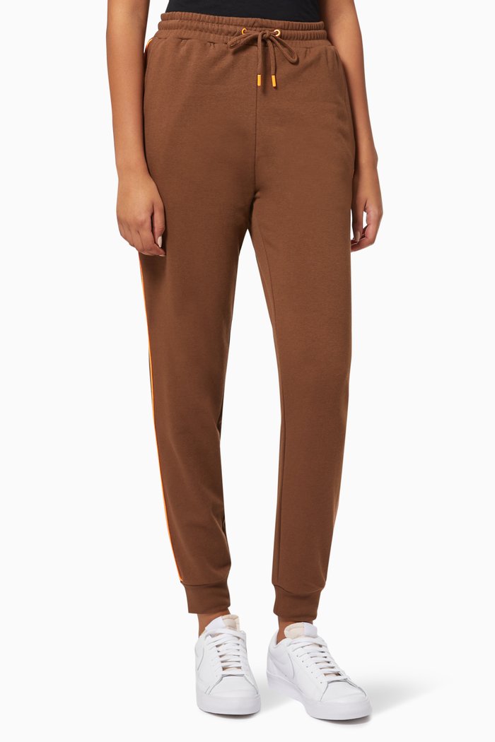 

Claire Neon Piping Sweatpants in Cotton, Brown