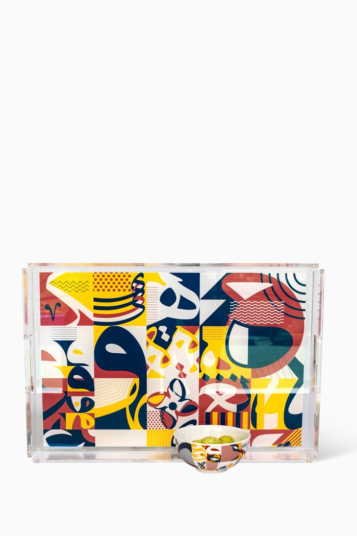 Abstract Tray in Acrylic, Multicolour