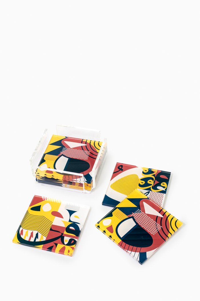 

Abstract Coaster, Set of 6, Multicolour