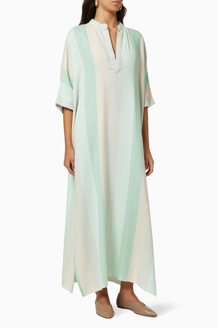 

Kaftan with Nero Collar in Cotton, Green