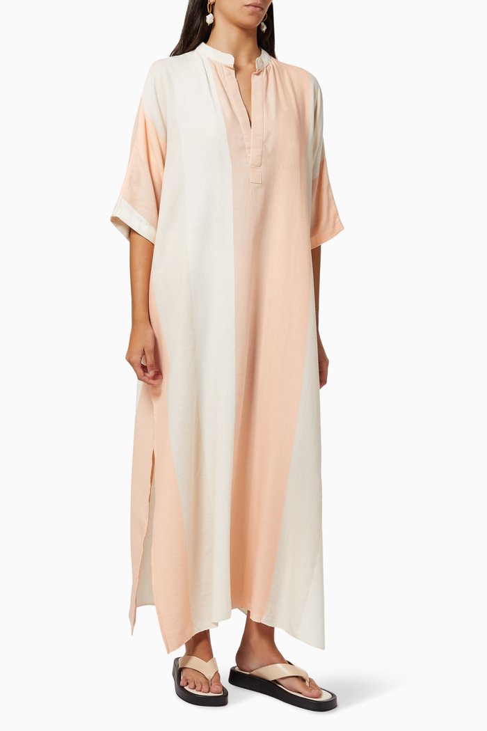 

Caftan with Nero Collar in Cotton, Pink