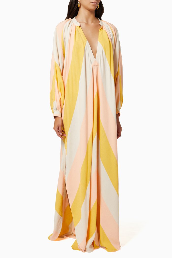 

Touareg Dress with V-neck in Cotton, Multicolour