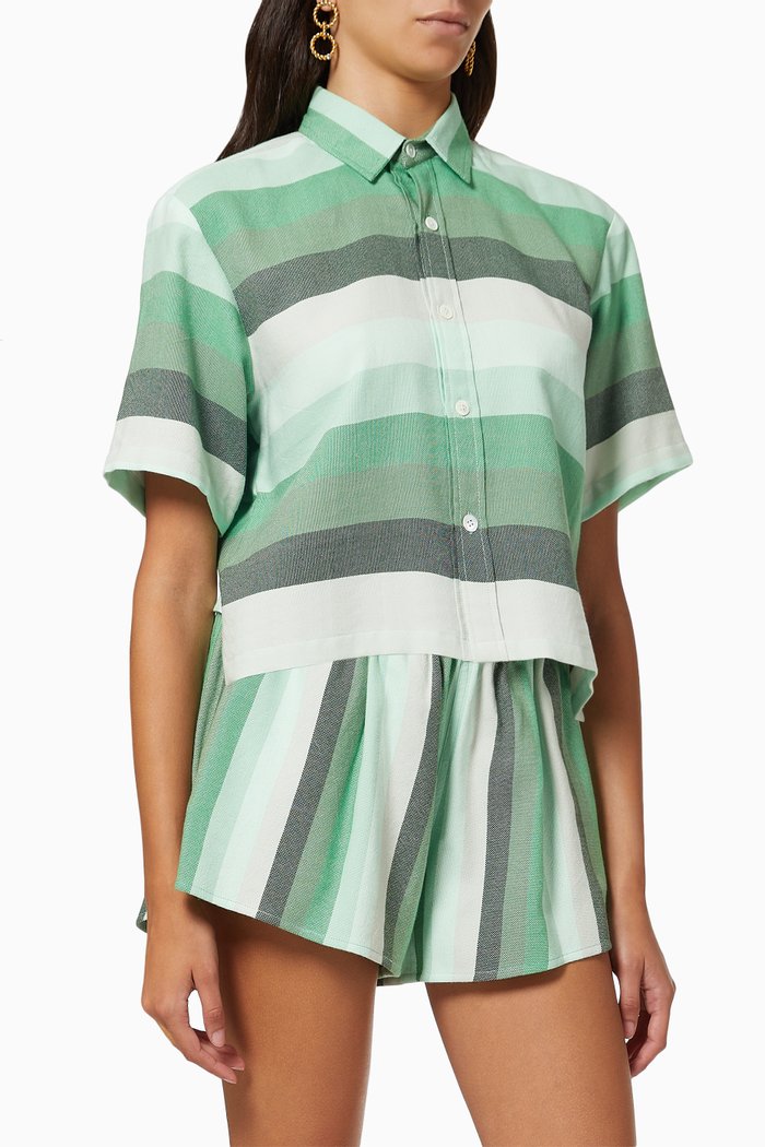

Striped Crop Top in Cotton, Green