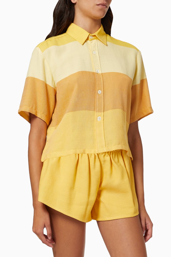 

Striped Crop Top in Cotton, Yellow
