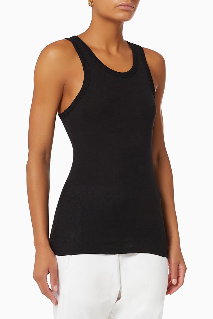 

Athletic Tank Top in Superfine Ribbed Cotton, Black