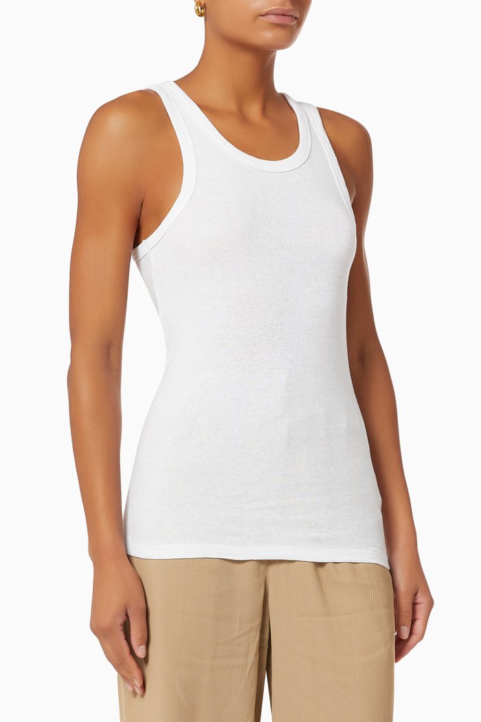 

Athletic Tank Top in Superfine Ribbed Cotton, White
