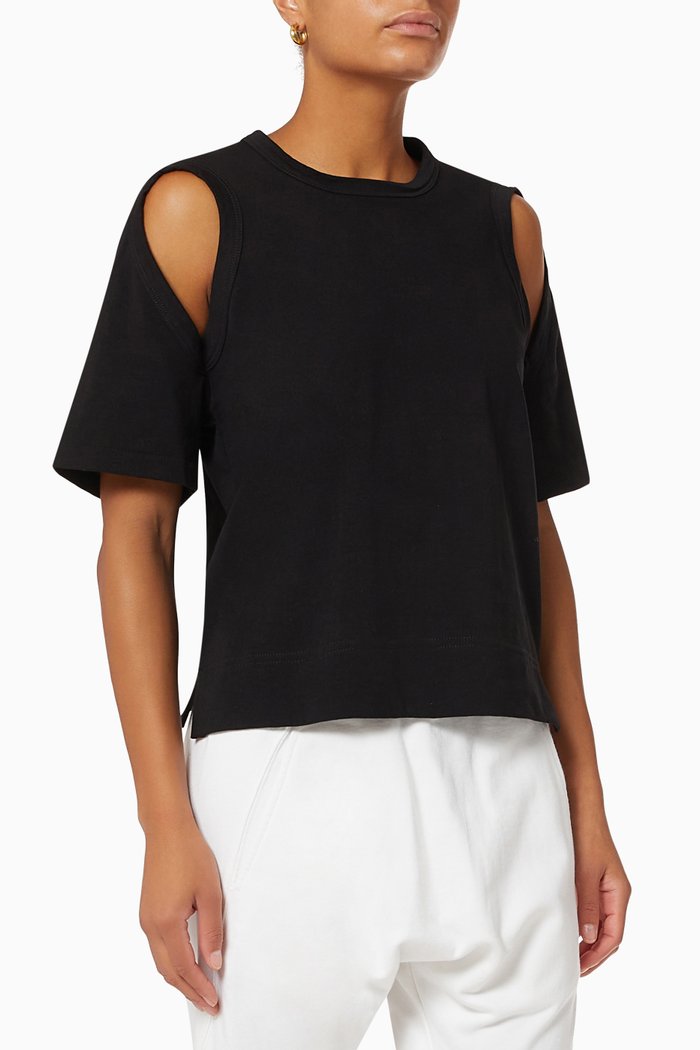 

Cut Out Detail T-shirt in Organic Jersey, Black