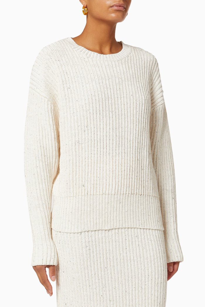 

Relaxed Sweater in Rib Knit, Neutral