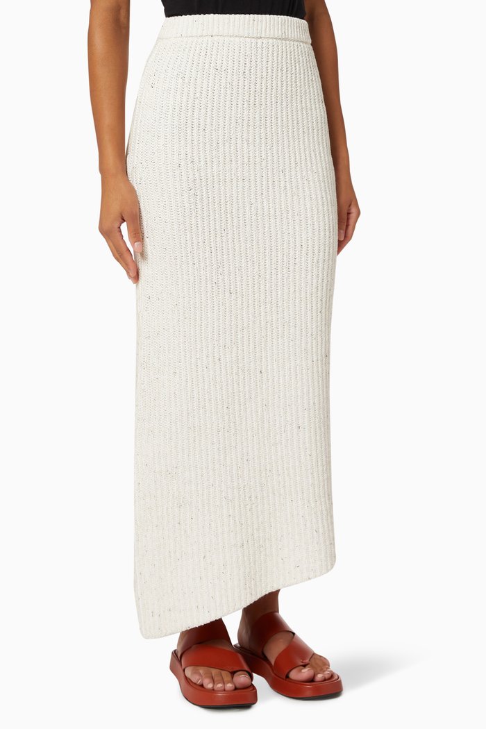 

Asymmetric Skirt in Rib Knit, Neutral