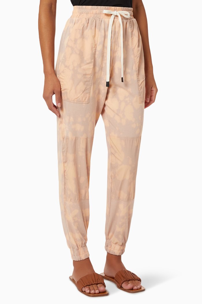 

Motley Contrast Panel Track Pants in Cotton, Pink