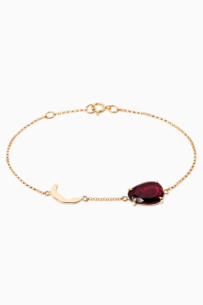 

"R" Purple Tourmaline Flat Stone Bracelet in 18kt Yellow Gold