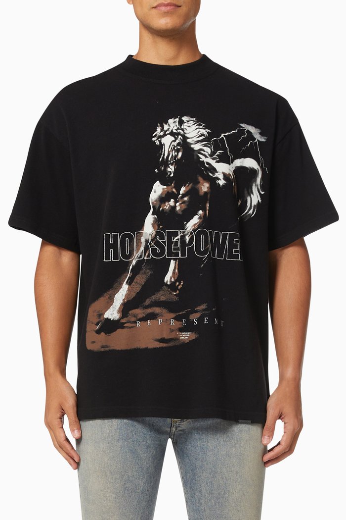 

Horsepower T-shirt in Cotton, Black